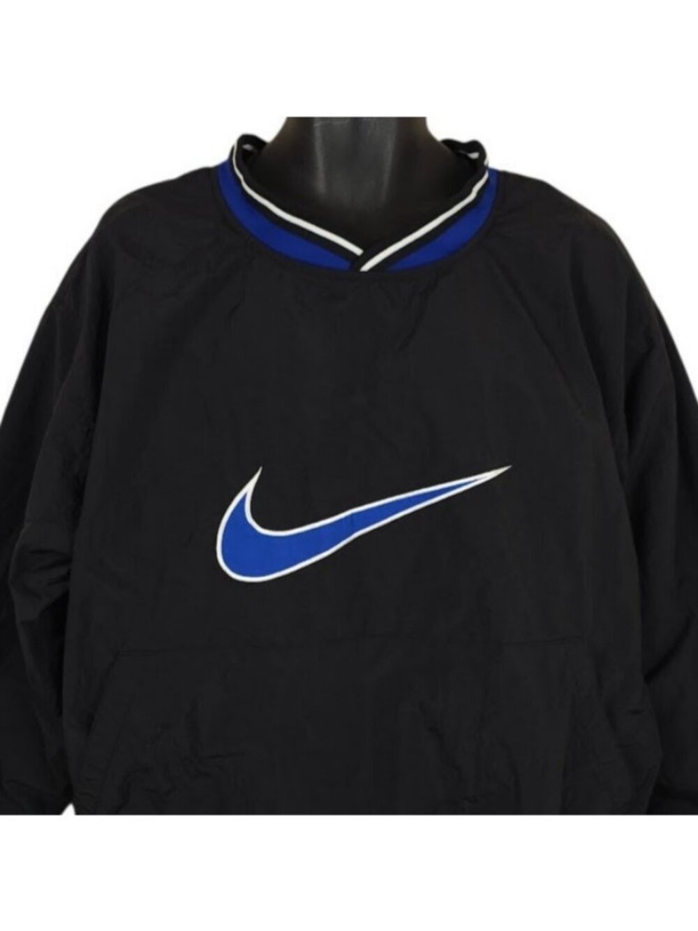 Vintage Nike Windbreaker Jacket Mens Size XL Black 90s Pullover Lined Big Swoosh